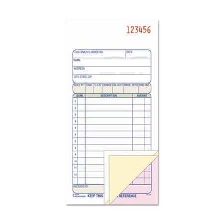 Adams Carbonless Sales Order Book, Three-Part Carbonless, 3 1/4 X 7 1/8, 50 Sheets TC3705
